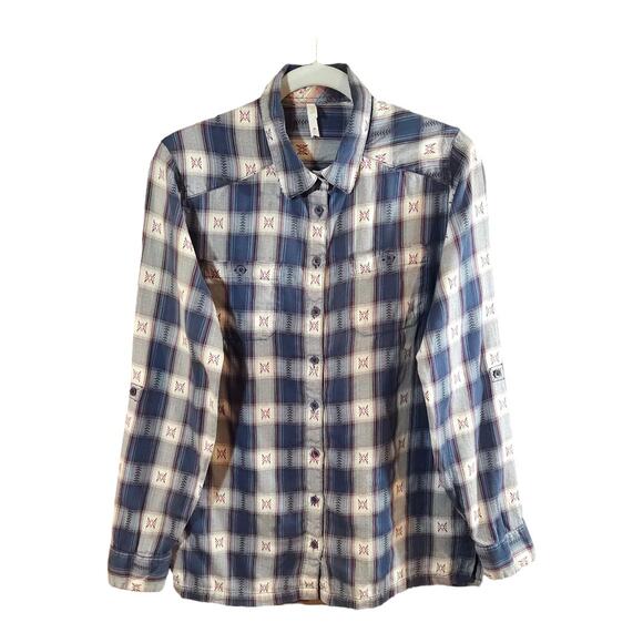 Mountain Khakis Embroidered Plaid Long Sleeve Button-front Shirt Women's M - Picture 1 of 6